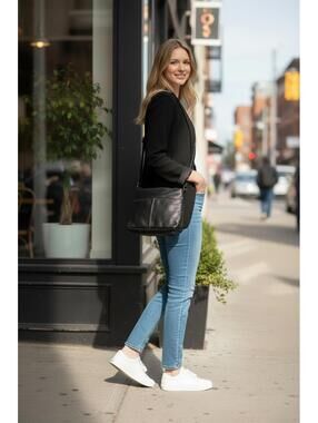 The Sak Classic Black Leather Shoulder Bag